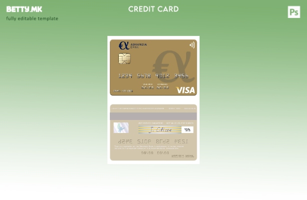 Модерен стил Шаблон за виза картичка Луксембург Advanzia Bank